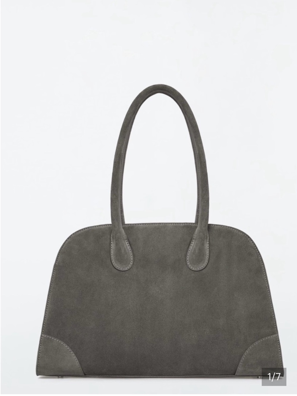 COS Bowling Gray Suede Tote Bag
